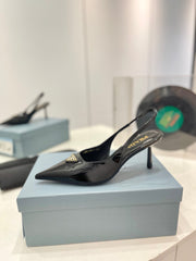 Pra Slingback Pumps 75 Black Patent Leather