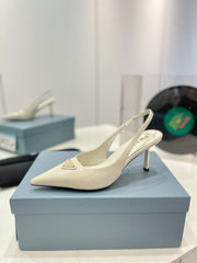 Pra Slingback Pumps 75 White Patent Leather