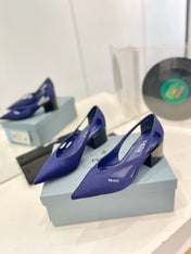 Pra Pumps 50 Square Sole Blue Suede Fabric