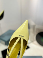PRA STRAP CUT-OUT PUMPS PASTEL YELLOW CALFSKIN