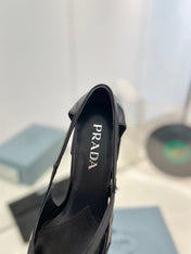 PRA STRAP CUT-OUT PUMPS BLACK CALFSKIN
