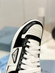 PRA DOWNTOWN PERFORATED SNEAKERS BLACK AND WHITE CALFSKIN