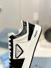 PRA DOWNTOWN PERFORATED SNEAKERS BLACK AND WHITE CALFSKIN