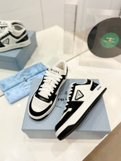 PRA DOWNTOWN PERFORATED SNEAKERS BLACK AND WHITE CALFSKIN