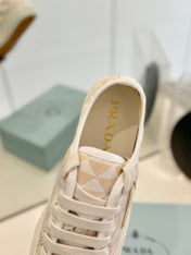 PRA PRINTED COTTON SNEAKERS BEIGE AND NUDE TRIANGLE CANVAS