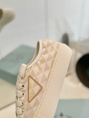 PRA PRINTED COTTON SNEAKERS BEIGE AND NUDE TRIANGLE CANVAS