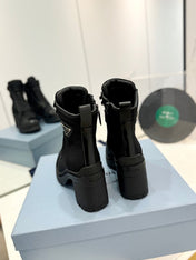 PRA BRUSHED LEATHER AND RE-NYLON LACED BOOTIES BLACK