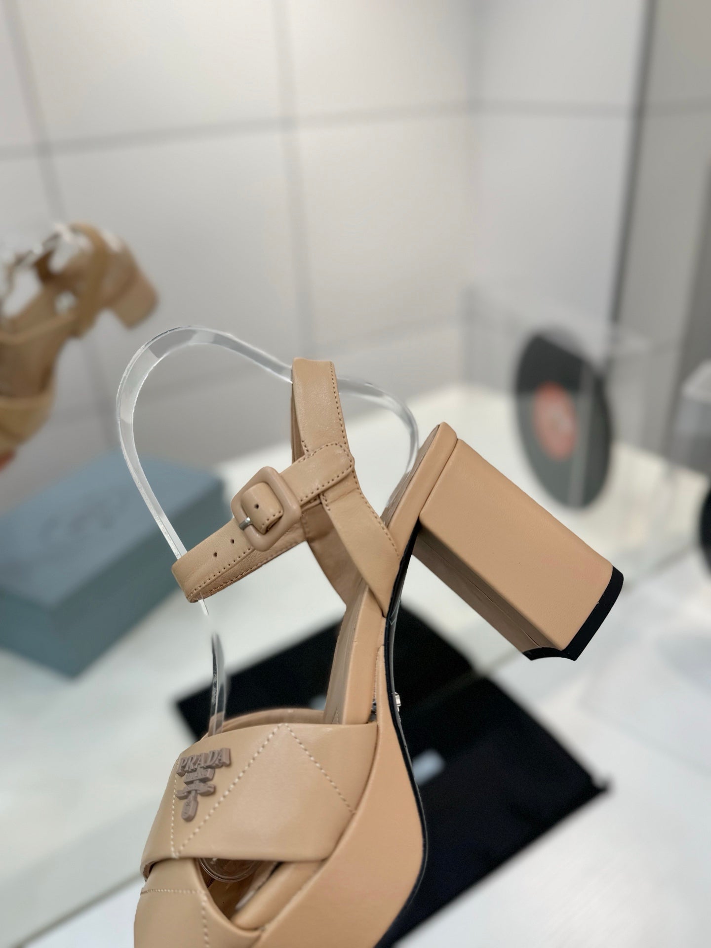 PRA HIGH HEELS 85MM IN BEIGE CALFSKIN