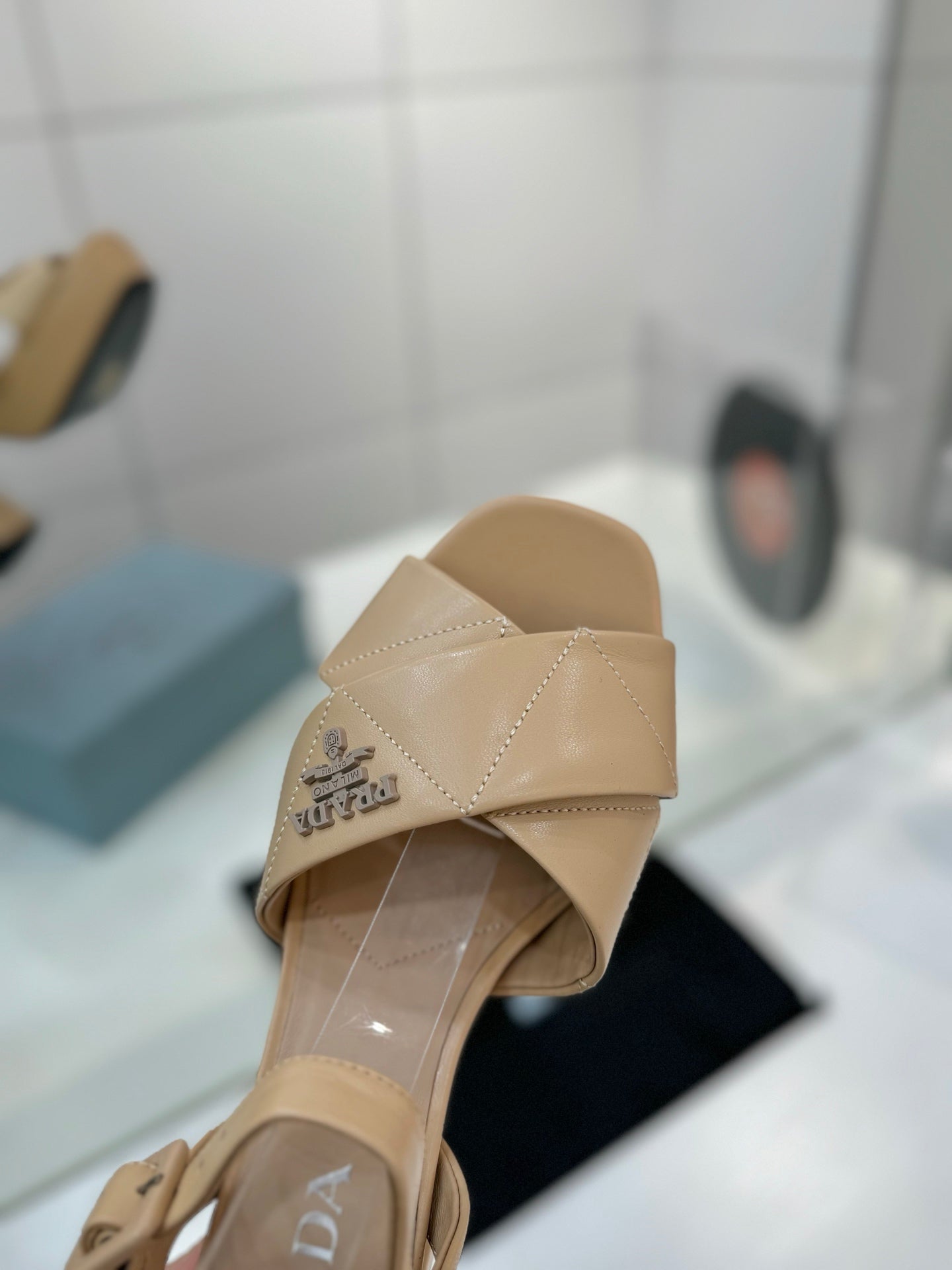 PRA HIGH HEELS 85MM IN BEIGE CALFSKIN