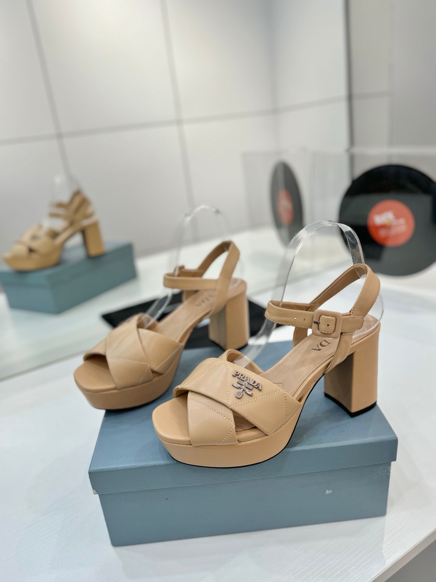 PRA HIGH HEELS 85MM IN BEIGE CALFSKIN