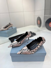 PRADA 26S PUMPS 55MM IN PINK SNAKE PRINT CALFSKIN