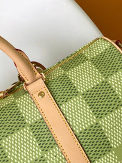 KEEPALL BANDOULIÈRE 34 BAG IN GREEN DAMIER GOLF COATED CANVAS