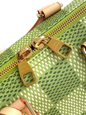 KEEPALL BANDOULIÈRE 34 BAG IN GREEN DAMIER GOLF COATED CANVAS