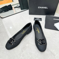 BALLET FLAT 10 MM IN BLACK RAFFIA