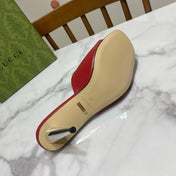 GG HIGH HEELS BLONDIE 75 IN RED LAMBSKIN WITH GOLD HARDWARE
