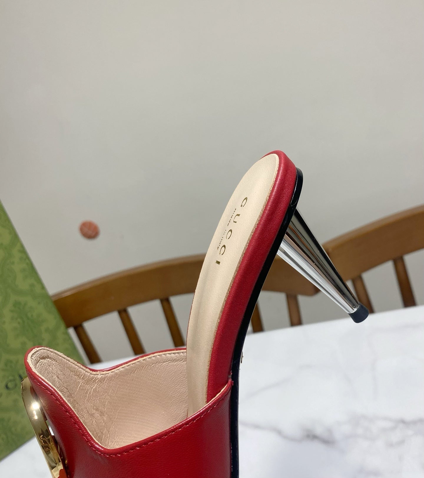 GG HIGH HEELS BLONDIE 75 IN RED LAMBSKIN WITH GOLD HARDWARE