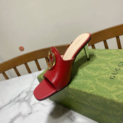 GG HIGH HEELS BLONDIE 75 IN RED LAMBSKIN WITH GOLD HARDWARE