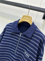MIUMIU STRIPED ZIP POLO SHIRT STYLE 42