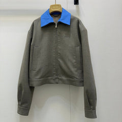 MIUMIU CONTRAST-FABRIC COLLAR JACKET STYLE 38