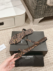SL TANGER SLIDES LEOPARD SATIN