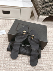 SL TANGER SLIDES BLACK SATIN