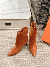 HILONA 6 CM ANKLE BOOTS IN BRONZE BROWN CALFSKIN AND SUEDE