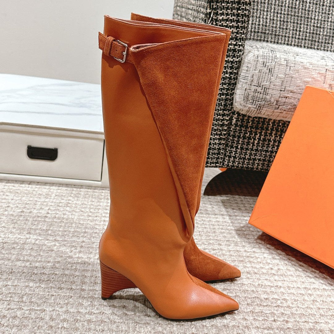 HILONA 6 CM BOOTS IN BRONZE BROWN CALFSKIN AND SUEDE