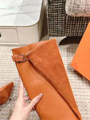 HILONA 6 CM BOOTS IN BRONZE BROWN CALFSKIN AND SUEDE