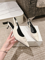 HIGH SLINGBACKS 5 CM IN WHITE PATENT CALFSKIN