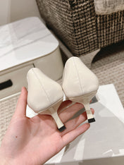 TRIOMPHE HIGH PUMP 5 CM IN WHITE PATENT CALFSKIN