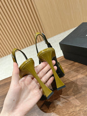 SL DUNE SLINGBACK PUMPS MUSTARD POLISHED CALFSKIN