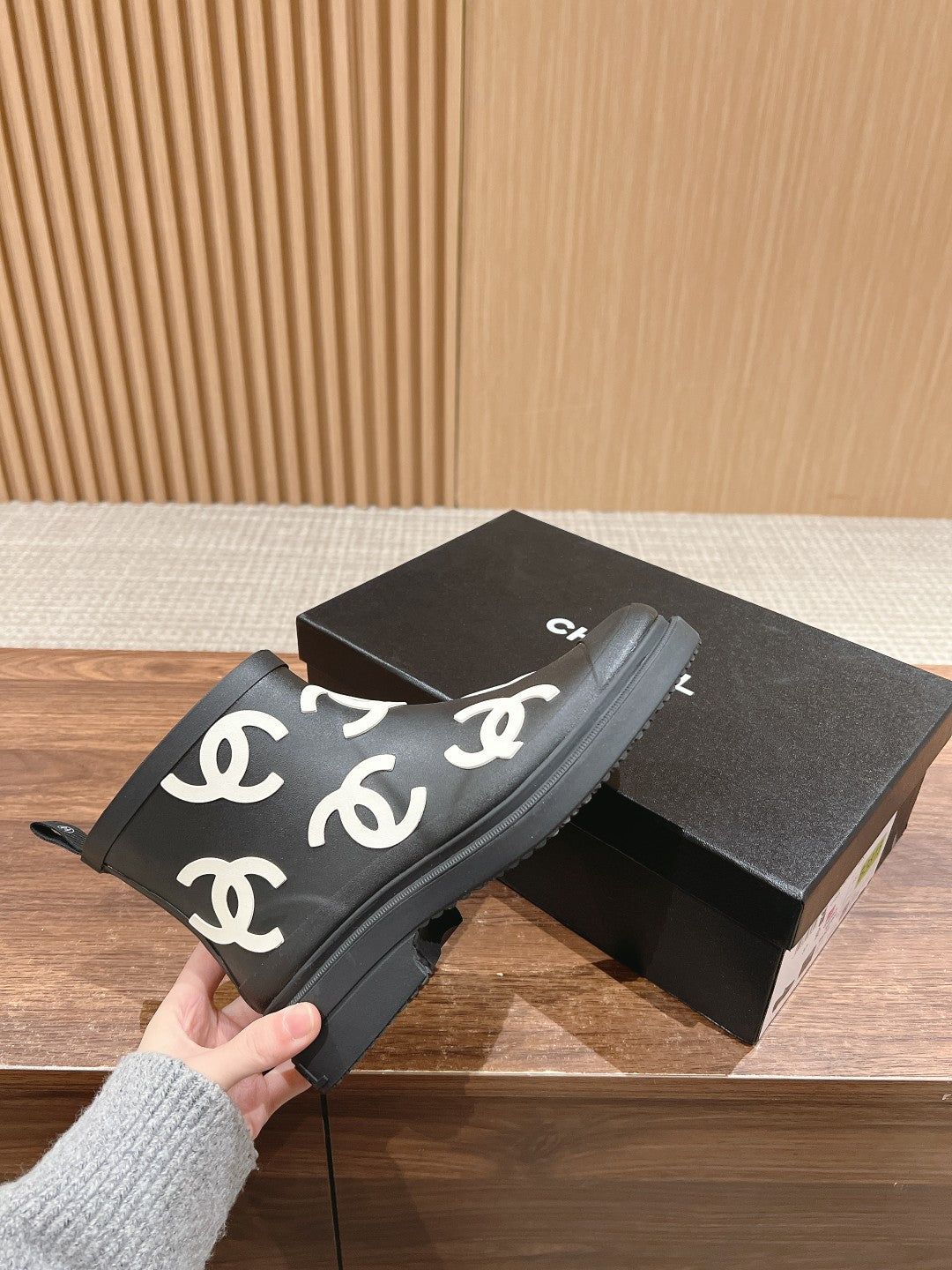 CC RAIN BOOTS BLACK TPU WITH WHITE LOGO