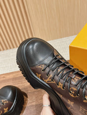 LV WOMEN CHELSEA BOOT IN BLACK MIX CHOCOLATE BROWN MONOGRAM CALFSKIN