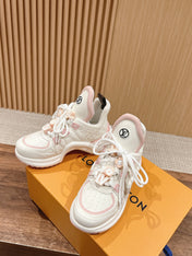 LV ARCHLIGHT SNEAKER IN WHITE MIX LIGHT PINK EMBOSSED CALFSKIN