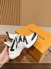 LV ARCHLIGHT SNEAKER IN WHITE MIX BLACK EMBOSSED CALFSKIN