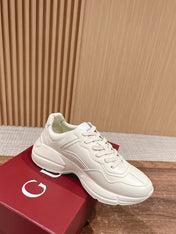 GG RHYTON TRAINER WHITE CALFSKIN WITH WEB LOGO