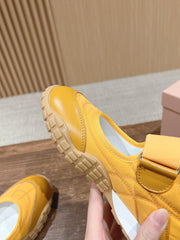 BALLET SHOES IN YELLOW LAMBSKIN AND FABRIC ANTI-SLIP RUBBER SOLE