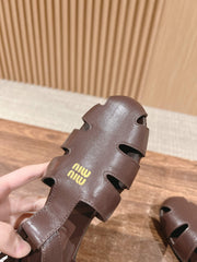 FISHERMAN BUCKLE SANDALS IN COCOA BROWN LAMBSKIN