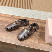 FISHERMAN BUCKLE SANDALS IN COCOA BROWN LAMBSKIN