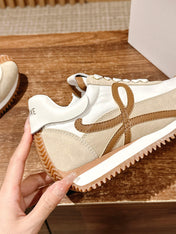 FLOW RUNNER SNEAKER IN BROWN SUEDE AND SHEEPSKIN