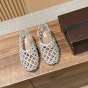 ALAIA MESH BALLET FLATS 25S IN SILVER LAMBSKIN