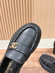 CHANEL 25S DOUBLE MONK STRAP PLEATED LOAFERS BLACK IN CALFSKIN