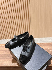 CHANEL 25S BALLET MARY JANES BLACK IN CALFSKIN AND PATENT CALFSKIN