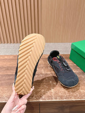 BOTTEGA VENETA 26S SNEAKERS IN DARK BLUE GREY SUEDE AND MESH FABRIC