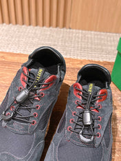 BOTTEGA VENETA 26S SNEAKERS IN DARK BLUE GREY SUEDE AND MESH FABRIC