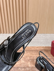 GUCCI 26S BLOCK-HEEL SLINGBACK PUMPS 45 MM IN BLACK CALFSKIN