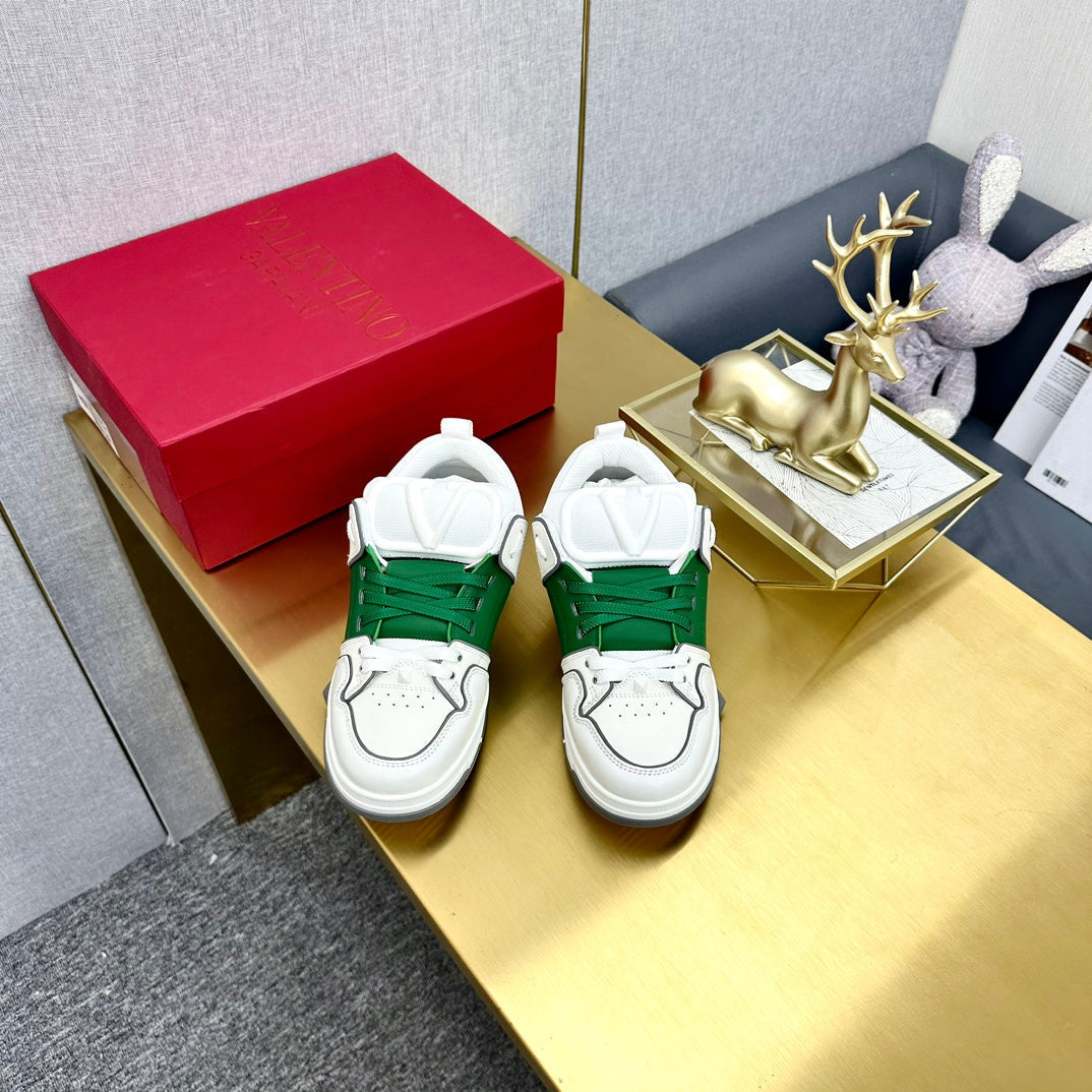 One Stud Sneaker Garavani Calfskin Fabric Green White