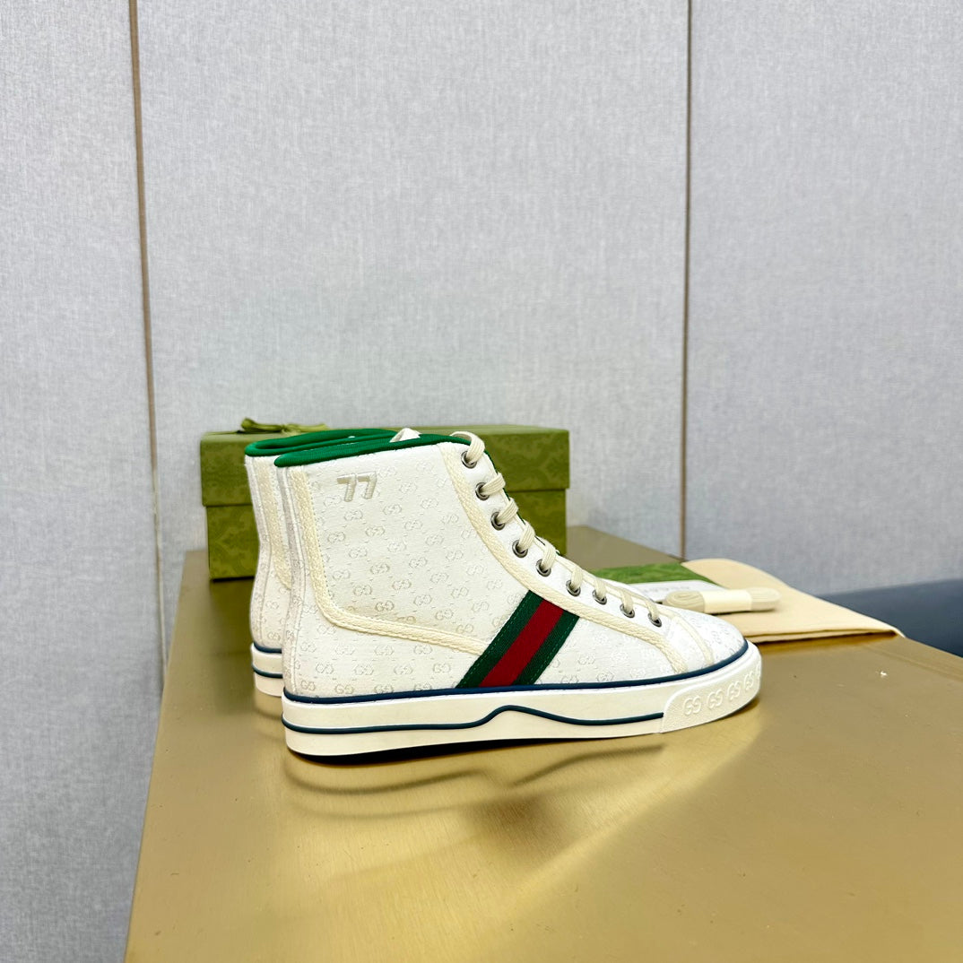 GG TENNIS 1977 HIGH-TOP TRAINER WHITE CANVAS