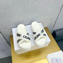 BLOCK SLIDE CROSS-STRAP IN WHITE MESH NYLON AND TEXT WITH JACQUARD