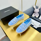 CC ESPADRILLES PLATFORM 25S IN SKY BLUE TWEED MIX CALFSKIN